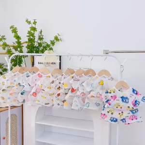 Set 5 bộ cotton giấy cộc tay mỏng mát nhiều hình in đẹp cho bé