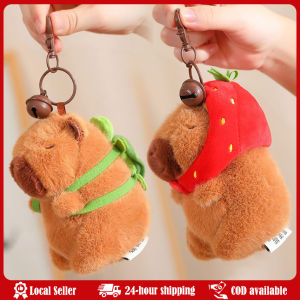 Capybara Keychain Plush Capybara Stuffed Animal Toys with Accessories Birthday Party Favors Gifts for Kids Capybara Plush Toy Kawaii Stuffed Animals Fluffy Capybara With Strawberry Tortoise Slap Bracelet keychain Birthday Gift