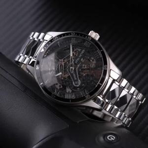 FEELNEVER New Gold Hollow Skeleton Automatic Watch for Men Fashion Business Diver Watch Men Sapphire Mens Mechanical Wristwatch