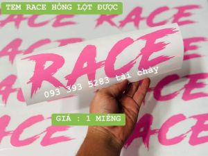 [ 1 MIẾNG ] TEM RACE HỒNG LỘT ĐƯỢC DÁN TRANG TRÍ XE