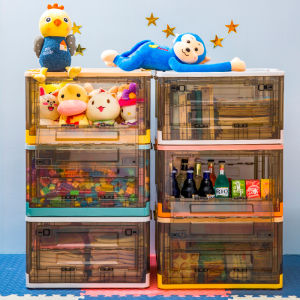 Transparent Foldable Storage Box storage organizer box multi-size waterproof plastic household domitory clothes shoes toys snacks organizer Stackable Organizers