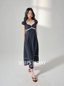 Cotton Lace Heart-Neck Short Sleeve Dress