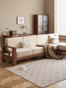 YUANSHI YUANSU | Modern Simple Full Solid Oak Sofa Black Walnut Color
