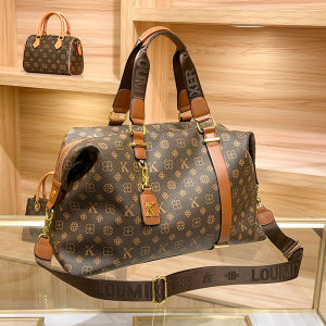 Hong Kong Short Trip Leather Travel Bag Womens Large Capacity Slant Crossbody Bag Fashionable Printed Soft Handle Bag