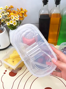 SK-C1390 Kotak Makanan 2 Sekat Container Box Plastik / Tempat Penyimpanan Transparan Dengan 2 Slot