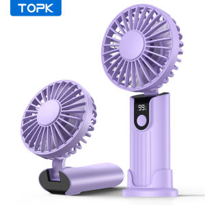 TOPK | TOPK 5000mAh Mini Portable Fan USB Rechargeable Hand Held FanSmall Pocket Fan 3 Speeds with Lanyard &BaseUSB Desk Fan Foldable
