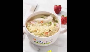 Mangkok Keramik Tutup Silikon & Mangkuk Tahan Panas Karakter Binatang/Kartun - Untuk Bubur Sop MPASI