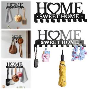Sweet Home Decors Black Metal Key Holder Front Door Organizer Wall Mounted Rack Decorative Keychain Space Saver Hook Accessories Bedroom Kitchen And Dining Area AT