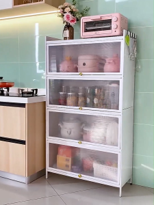 INHO L55-100cm (3-5 Layers) Multipurpose Kitchen Dish Storage Cabinet With Door Microwave Oven Shelf