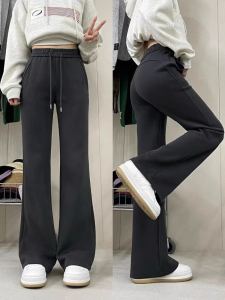 High Waist Bell Bottom Pants Womens Casual Elastic Slimming Wide Leg Sweatpants for Pear Shaped Body New Autumn Style