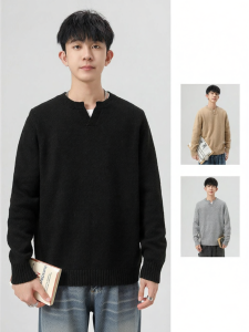 Warrior | Slim V-Neck Lazy Style Mens Knitted Top
