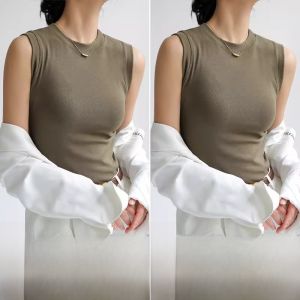 Miiow | Cat Woman Sleeveless Vest Women Summer Stand Collar 2025 New Round Neck Inner Wear Short Sleeve Wide Shoulder Top High End Feel