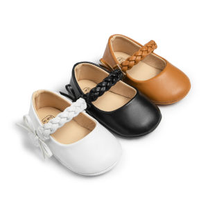KIDSUN Spring Girls Baby Shoes Newborn First Walkers Toddler Shoes Woven Belt Baby Princess Shoes PU Leather