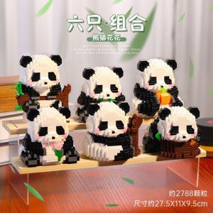 Giant Panda Building Blocks Flower Cute Blue Fruit Lai Small Particle Assembly Toy Model Boys and Girls Trendy Birthday Gift