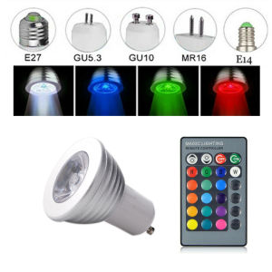 3W GU10 MR16 RGB LED Spotlight Bulbs with Remote Controller Color Changing E27 E14 220V 12V Spot Light For Home Party Decoration