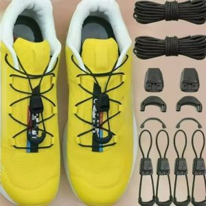 6Pcs/set Elastic No Tie Shoelaces Quick Lace Kit No Tie Round Running Sneakers Shoelaces Black Shoes Accesories Lazy Shoelace Kits