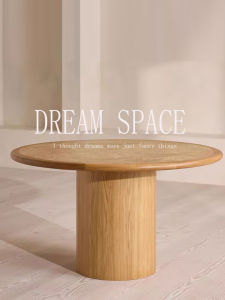 Vintage French Round Dining Table Solid Wood Burls Small Apartment