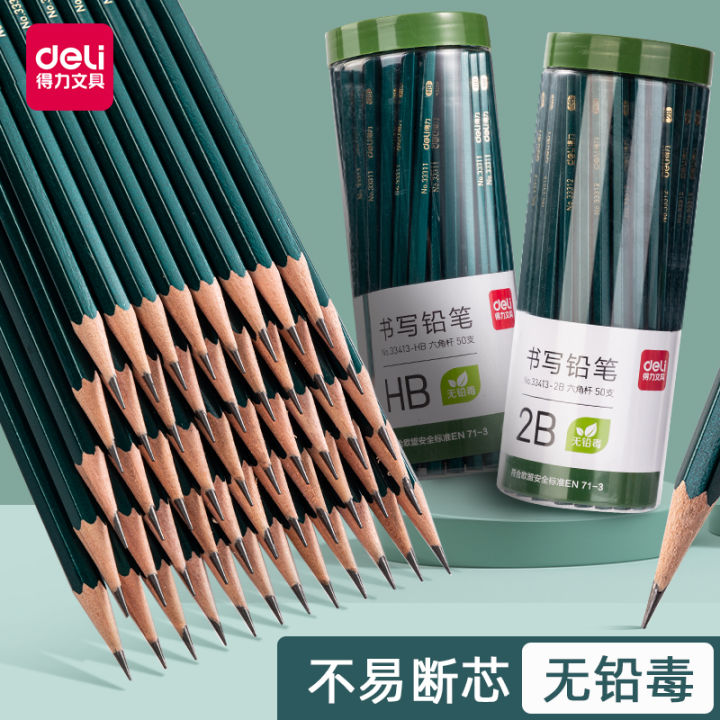 Deli Genuine 2B Pencil Only for Pupils Exam HB Pencil Writing Beginner ...
