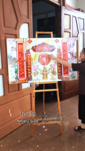 Tranh đức lưu quang khung ảnh thờ tranh tủ thờ Tranh treo tường phòng thờ phông bàn thờ tổ tiên tráng gương TQC39