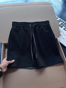 Quần Short Thoáng Khí Mẫu Sọc Carô Dệt Waffle Cắt Xéo