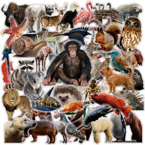 50/100PCS Realistic Nature Animal Doodle Stickers Clear PET Decals for Suitcase Skateboard Helmet Notebook Stationery