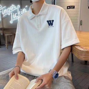 Loose Fit Short Sleeve Polo Shirt Casual Turn-down Collar Mens Hong Kong Style Summer Fashion Brand T-shirt Cotton Sweat-wicking