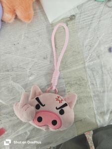 Bandai | Funny Angry Pig Magnetic Toy Keychain Buriburizaemon Bag Charm Fine Embroidery Soft Backpack Decoration Adult Accessory Gifts