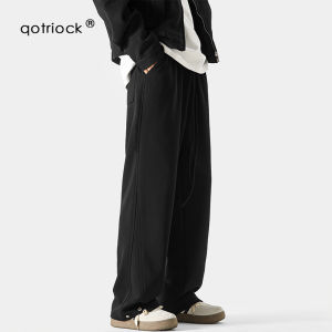 Heavyweight Trendy Mens Sweatpants Black Casual Wide Leg Pants Loose Fit Sports Long Trousers Versatile Autumn Fashion