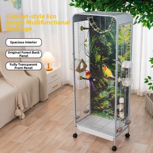 MLZH | Cabinet-style Transparent Parrot Cage Ecological Birdcage