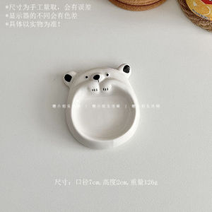 Creative Ceramic Bear Sauce Dish White Cute Little Bear Seasoning Plate High Aesthetic Value Home Use Japanese Style Dinnerware