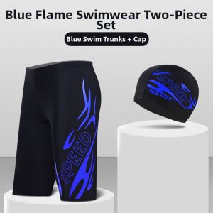 Mens Swimwear Adult Comfortable Fashionable Long Legs Printed Plus Size Anti-Awkward Elastic Male Swimwear