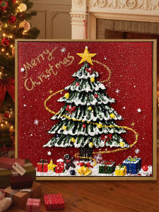 Christmas Tree Texture Painting DIY Material Kit Full Set Quartz Sand Acrylic Digital Handmade Coloring Gift Decoration