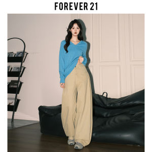 Forever 21 Retro Khaki Wide Leg Casual Pants Womens American High Waist Street Pear Draping Knife Pants City Walk Straight Leg