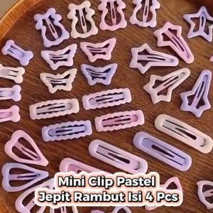 Mini Clip Pastel Jepit Rambut Isi 4 Pcs Jepit Rambut Anak Remaja Wanita Warna Soft Y2K Korean Style