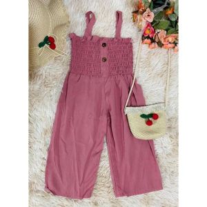 Best Seller Super Sale Kids Girl Challis Sleeveless Button OOTD Jumpsuit Casual Wear for 1-3 and 4-6 years old