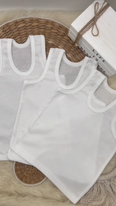 6 Pcs Sando Tops For Boys Newborn to Toddler Soft and Comfortable White Plain Cotton 0-6 Months Up to 8 Years Old