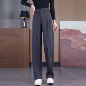 High Waist Fleece Lined Thickened Womens Wide Leg Pants Korean Style Casual Trousers Autumn Winter New Arrival