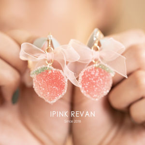 Trang Sức Đeo Tai Mùa Hè Siêu Tiên Nữ Đào Mật Nước Mềm Mại Ipink Hoa Tai Móc Bạc Nơ Bướm Kẹp Tai Nữ Không Cần Lỗ Tai Đáng Yêu