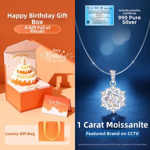 East Beauty | 999 Silver Moissanite Snowflake Pendant Invisible Transparent Necklace Female