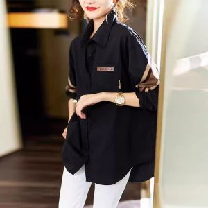 Slimming plus Size Midi Shirt Casual Fashionable Top Spring Autumn New Style European Goods Shirt Jacket Loose Fit Denim
