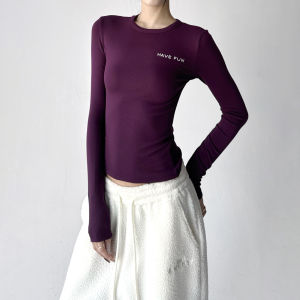 MUYUZI | Alphabet Printed Fitted Slimming New Hot Womens Long Sleeve T-Shirt