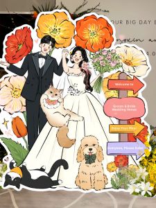 ZLVOEY | Custom Cartoon Q Version Wedding Welcome Sign