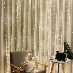 🇸🇬🔥SG STOCK🔥3M*3M 300 LED 10 Hooks USB Fairy Curtain Lights | Silver Wire Warm White & Multicolor