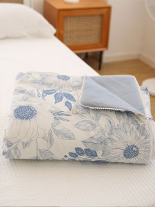 Simple Floral Cotton Summer Cool Quilt Pure Cotton Lace Edged Double Bedding Lightweight Air Conditioner Cover Polyester Filling