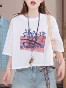 Shalldoer | Korean Style Loose Casual Short Sleeve T-Shirt Womens New Summer Fashion Age-Defying Short-Style Top Round Neck Thin Material