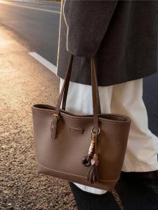 Elegant Large Capacity Womens Shoulder Bag Simple Tote Bag Retro Commuter Bag Autumn Winter New Style Fashionable Handbag