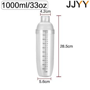 Transparent Plastic Cocktail Shaker Drink Mixer Milk Tea Bartender Tool Hand Shaker Cup with Scales Home Bar Accessories