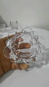 Tempat Lilin Kristal Teratai Dekorasi Crystal Lotus Candle Holder Tempat Lilin Kristal Kaca Glass Ornament