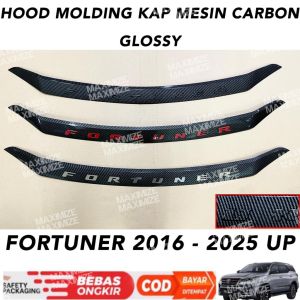 Hood Molding Fortuner 2016 2023 2024 2025 List Kap Mesin Carbon Emboss Merah Chrome