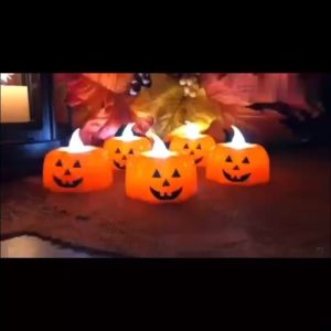 Halloween Candle Lights Spider Web/Pumpkin LED Light Lantern Battery Candles Home Party Decoration